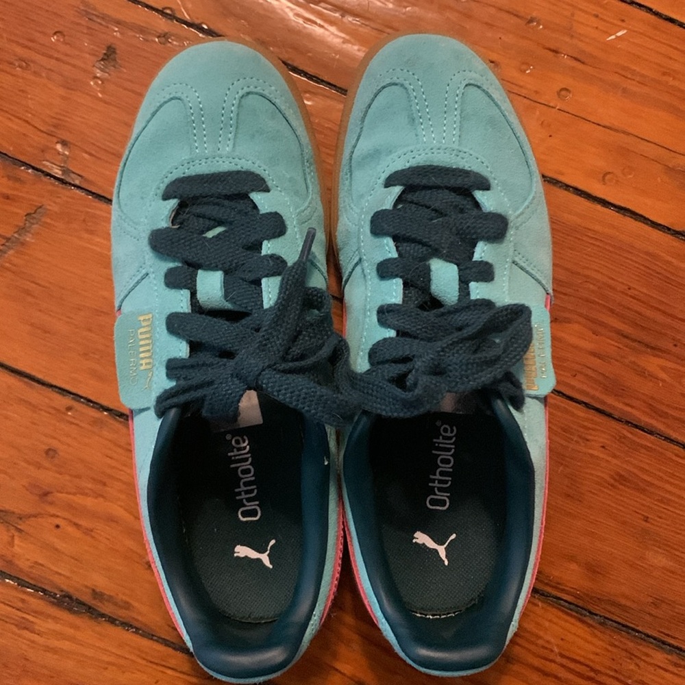 Puma Palermo Suede Sneaker in Aquatic-Dark Myrtle - Picture 3 of 7